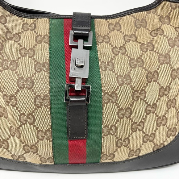 Gucci Jackie O 1961 GG Monogram Web Stripe Hobo Shoulder Bag Vintage Authentic - Picture 8 of 17